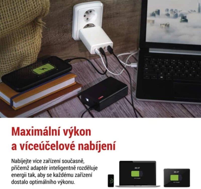Emos Universal USB adapter GaN to PD 120 W max.