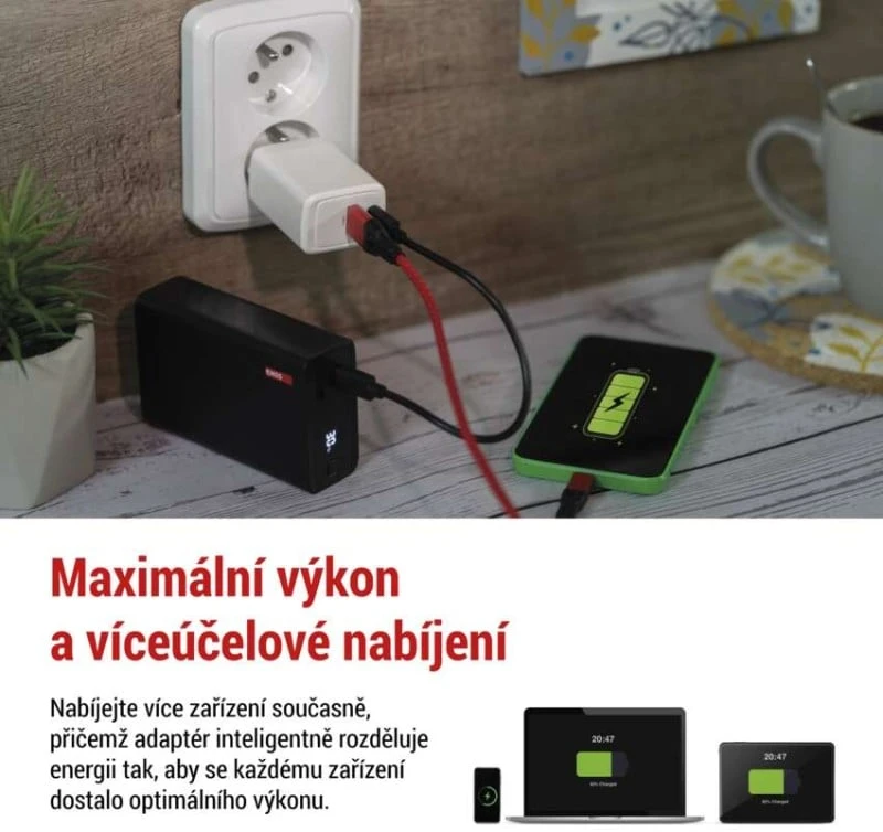 Emos Universal USB adapter GaN to PD 45 W max.