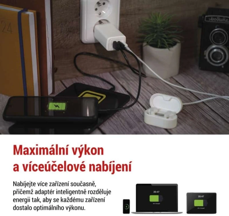 Emos Universal USB adapter GaN to PD 65 W max.