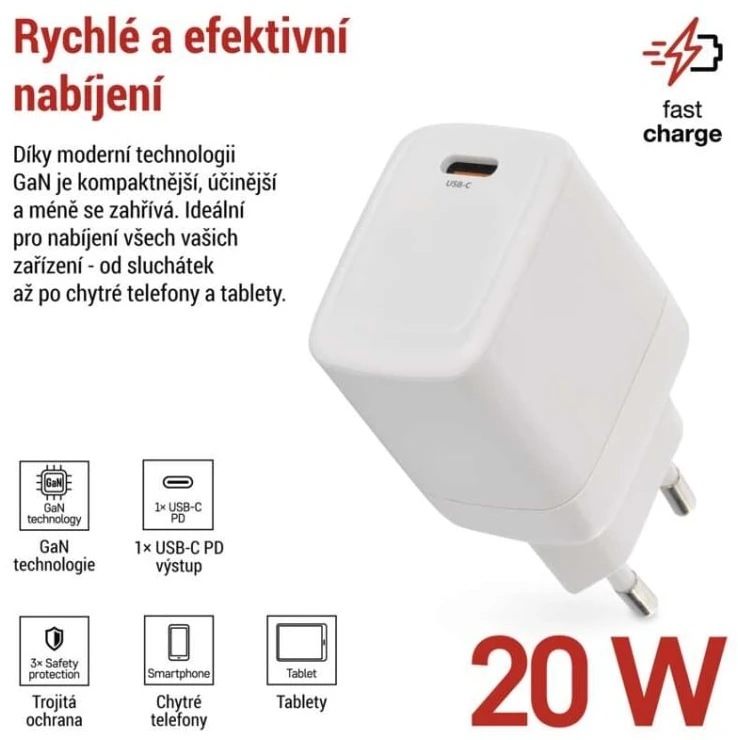 Emos Universal USB GaN to PD adapter 20 W max.