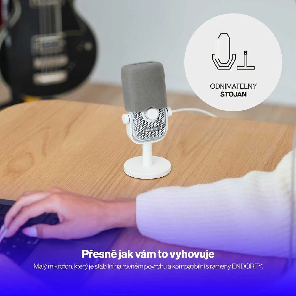 ENDORFY Solum Voice S Onyx Streaming baltas kondensatorinis mikrofonas |USB