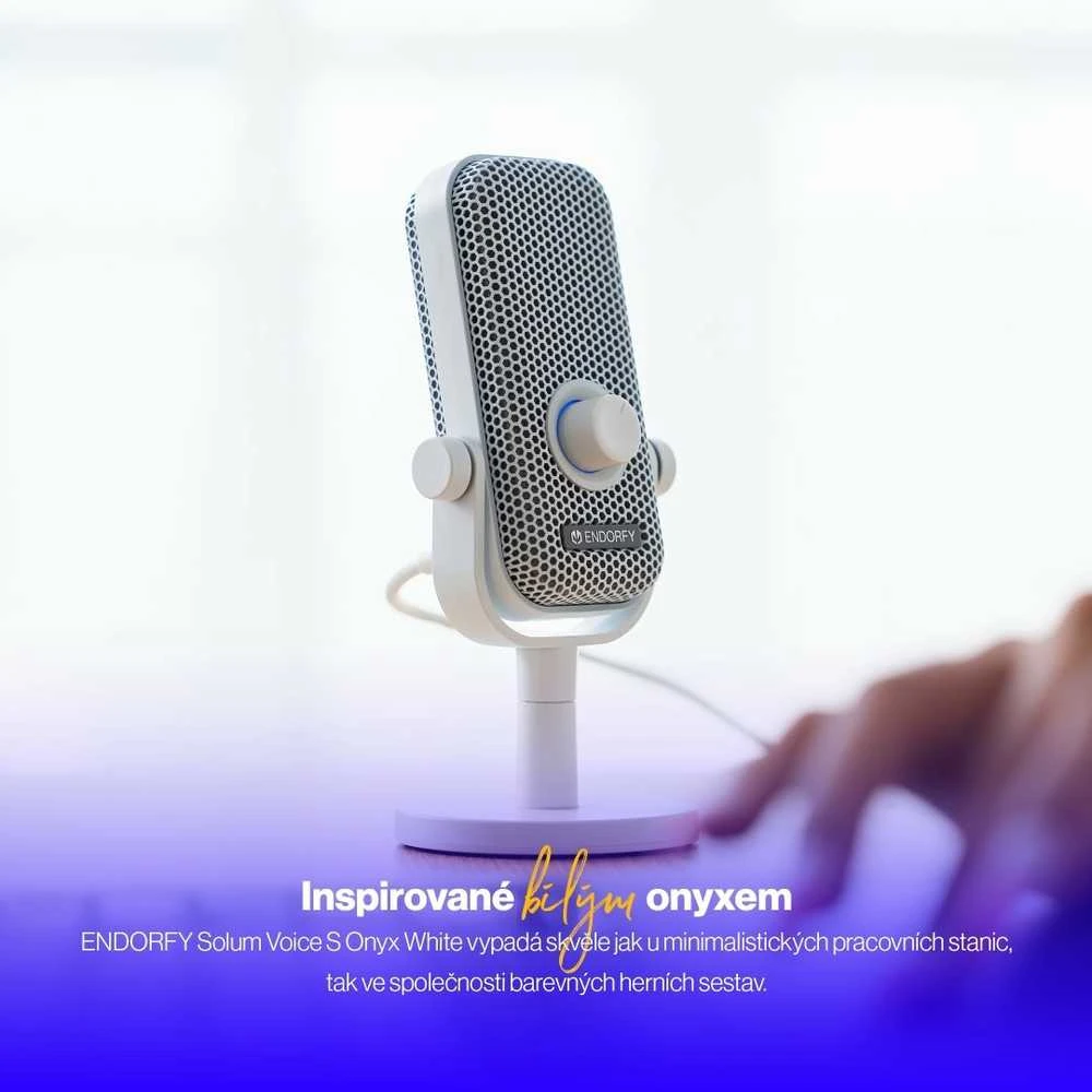 ENDORFY Solum Voice S Onyx Streaming baltas kondensatorinis mikrofonas |USB