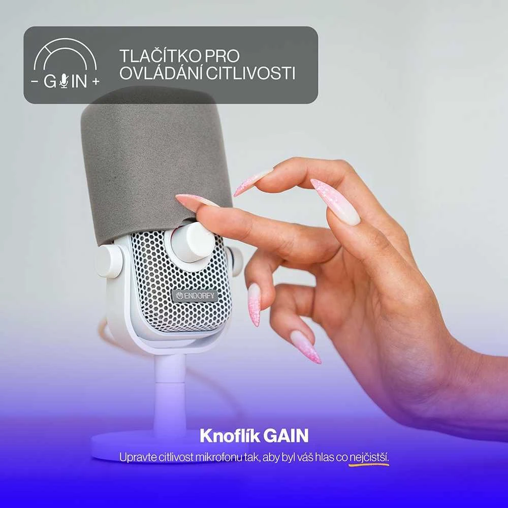 ENDORFY Solum Voice S Onyx Streaming baltas kondensatorinis mikrofonas |USB