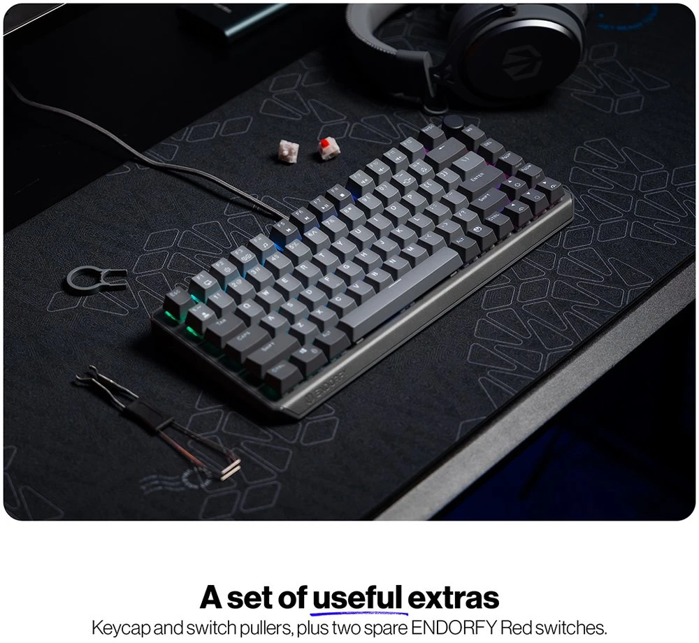 Klaviatūra žaidimams Endorfy Thock V2 75% ENDORFY Raudona su laidu mechaninė su pašvietimu pilka