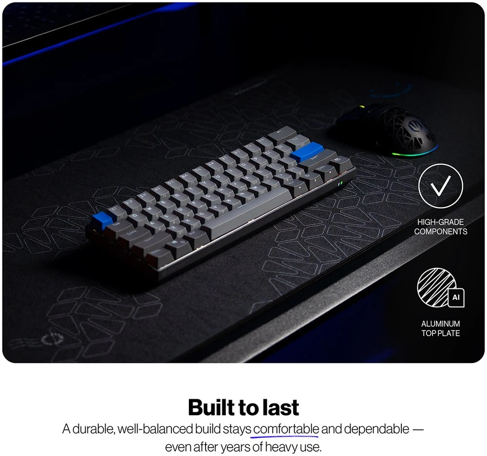 Klaviatūra žaidimams Endorfy Thock V2 Compact ENDORFY Geltona by Gateron belaidė mechaninė su pašvietimu pilka