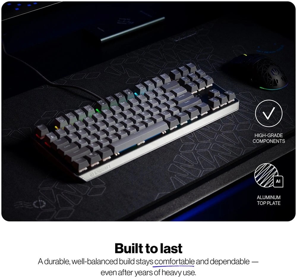 Klaviatūra žaidimams Endorfy Thock V2 TKL ENDORFY Raudona su laidu mechaninė su pašvietimu pilka
