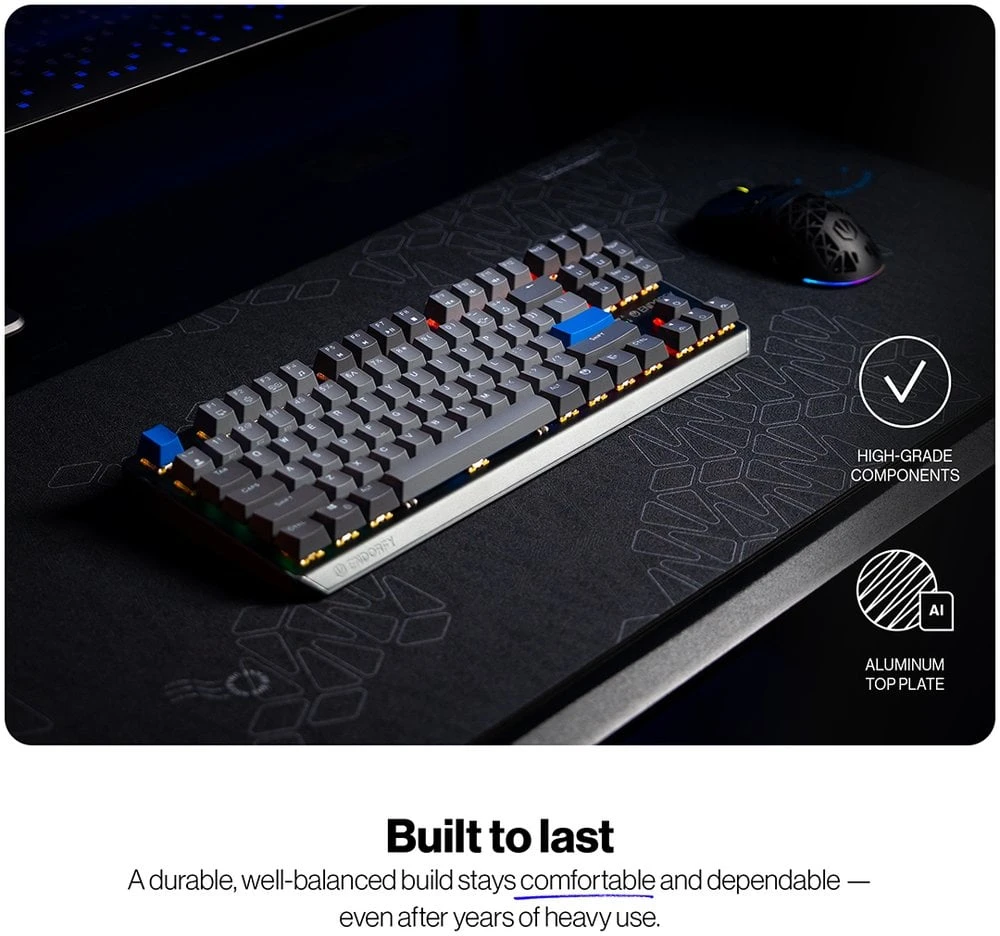 Klaviatūra žaidimams Endorfy Thock V2 TKL ENDORFY Geltona by Gateron belaidė mechaninė su pašvietimu pilka