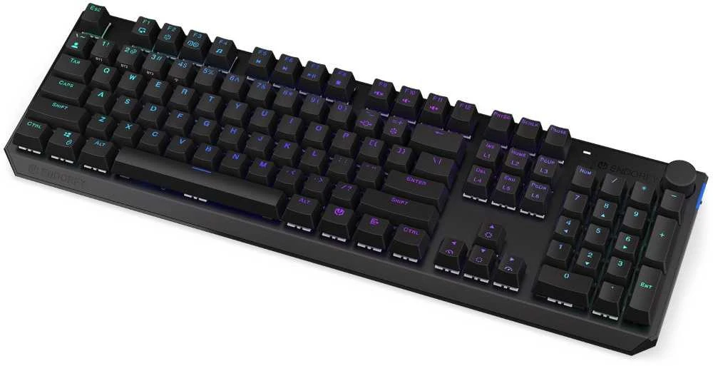 Klaviatūra žaidimams Endorfy Thock Wireless Kailh Box Brown belaidė mechaninė su pašvietimu juoda