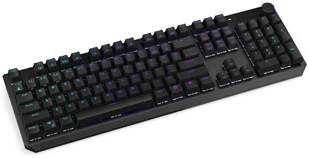 Klaviatūra žaidimams Endorfy Thock Wireless Kailh Box Brown belaidė mechaninė su pašvietimu juoda