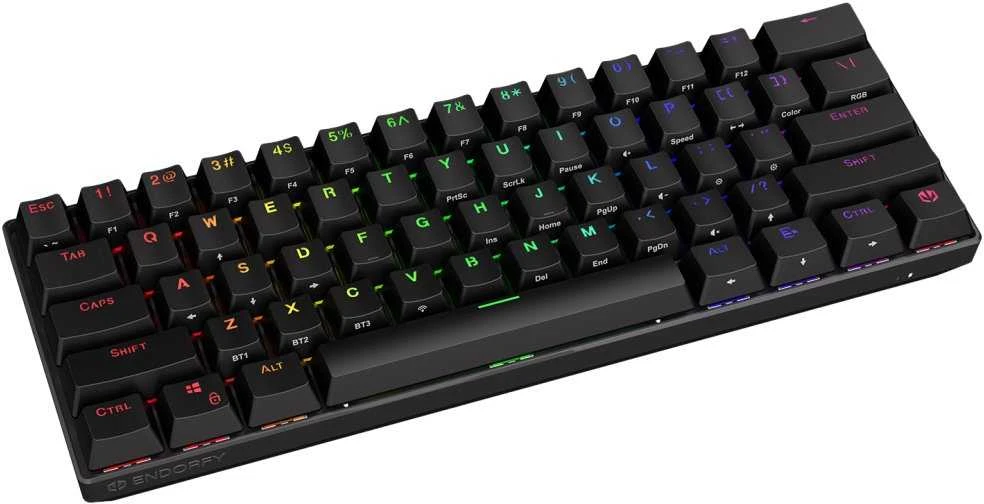 Klaviatūra žaidimams Endorfy Thock Compact Kailh Box Brown belaidė mechaninė su pašvietimu juoda