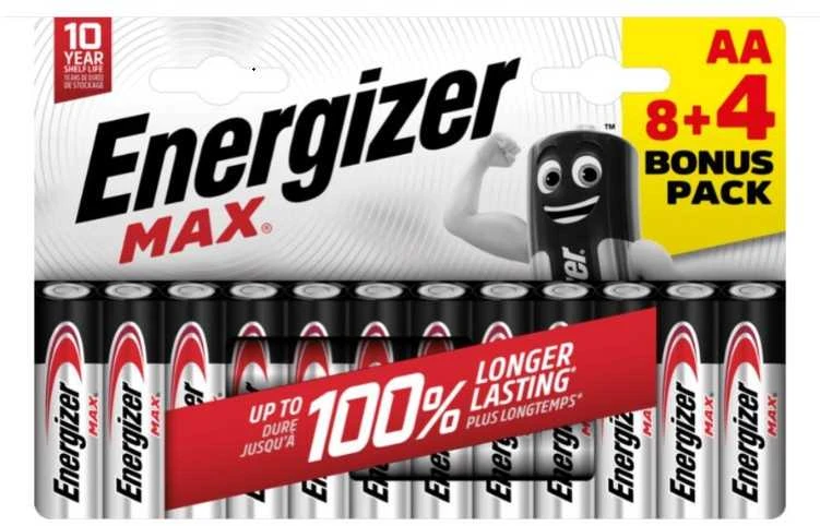 Energizer MAX AA baterijos 12 vienetų pakuotė