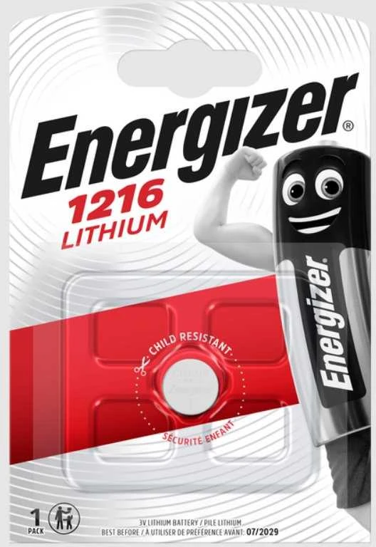 „Energizer“ ličio jonų miniatiūrinės CR1216 baterijos, 1 vnt. pakuotė