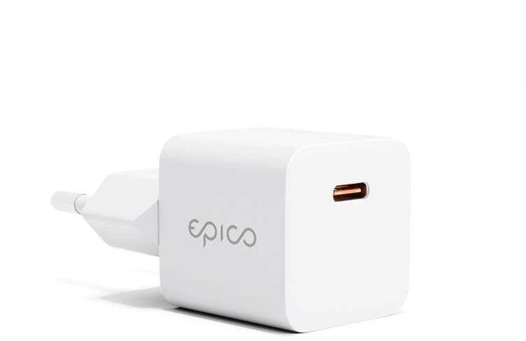 Epico 20W USB-C tinklo kroviklis, šoninis kampas