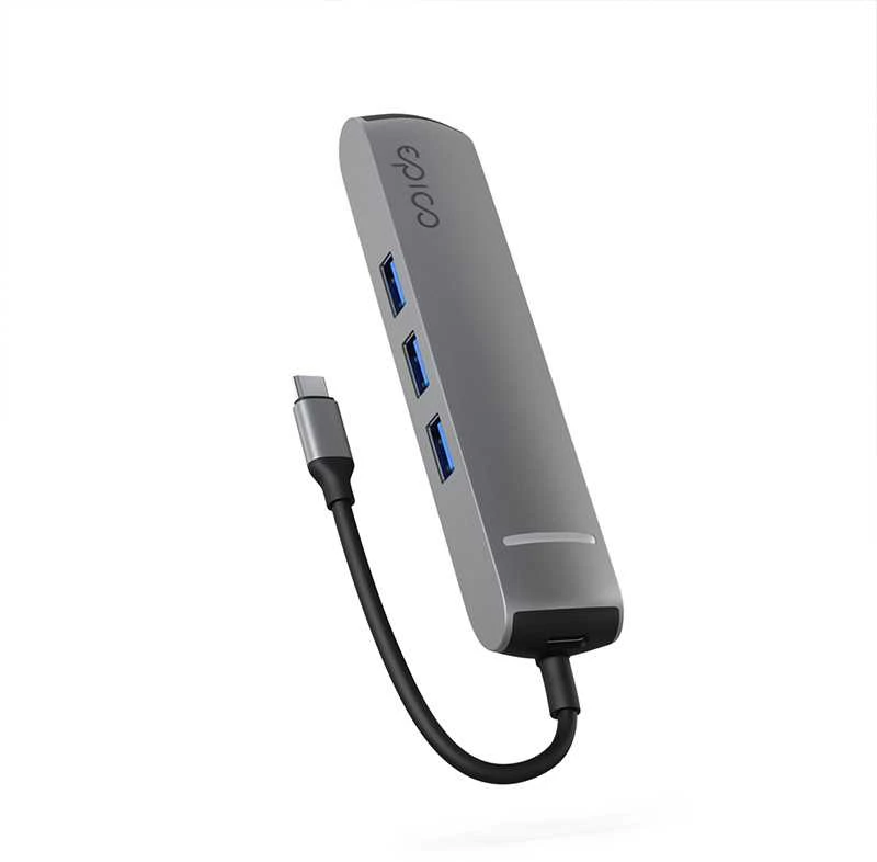 Epico 6in1 Slim Hub 8K su USB-C jungtimi - pilkas kosminis
