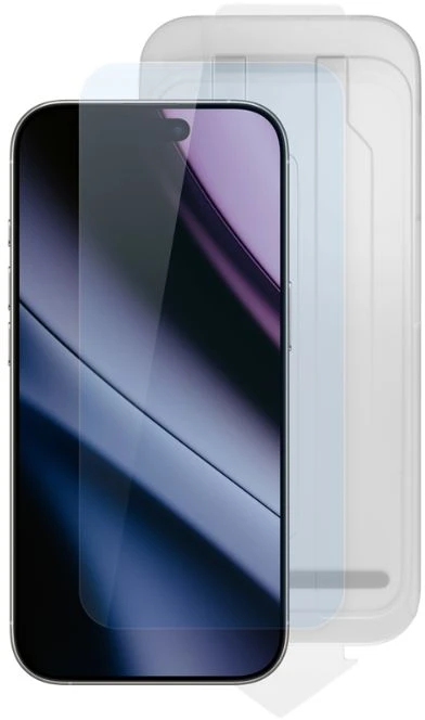 „Epico Glass DF“ apsauginis stiklas, skirtas „iPhone 17 Pro Max“, standartinis padengimas su vieno žingsnio aplikatoriumi, apsaugantis nuo dulkių