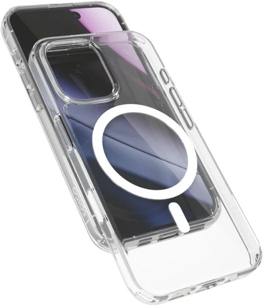 „Epico Hero Mag+“ dėklas, skirtas „iPhone 17“, suderinamas su „Qi2“ ir „MagSafe“, permatomas