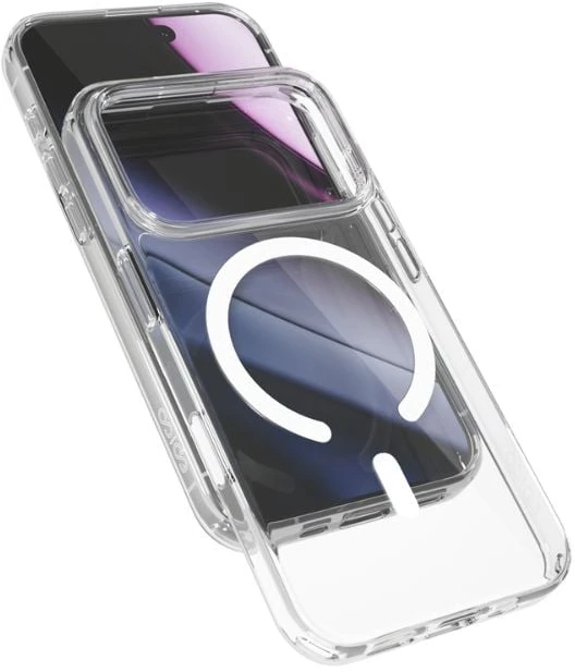 „Epico Hero Mag+“ dėklas, skirtas „iPhone 17 Pro“, suderinamas su „Qi2“ ir „MagSafe“, permatomas