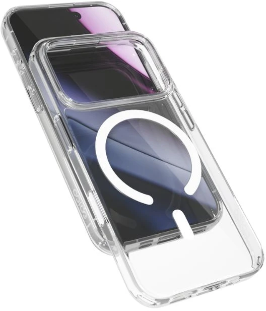 „Epico Hero Mag+“ dėklas, skirtas „iPhone 17 Pro Max“, suderinamas su „Qi2“ ir „MagSafe“, permatomas