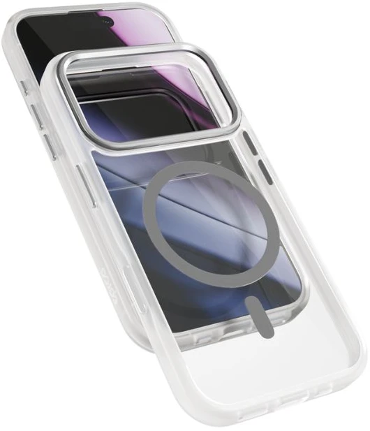 Epico „Hero Pro Mag+Case“ dėklas, skirtas „iPhone 17 Pro“, suderinamas su „Qi2“ ir „MagSafe“, matinis, skaidrus.