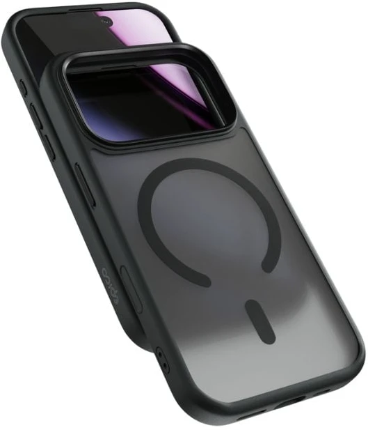 „Epico HeroMatte Pro Mag+Case“ dėklas, skirtas „iPhone 17 Pro Max“, suderinamas su „Qi2“ ir „MagSafe“, juodas