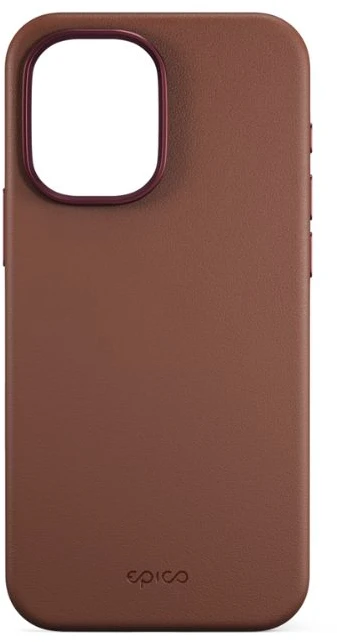 „Epico Leather Pro Mag+“ dėklas, skirtas „iPhone 17“, suderinamas su „Qi2“ ir „MagSafe“, rudas