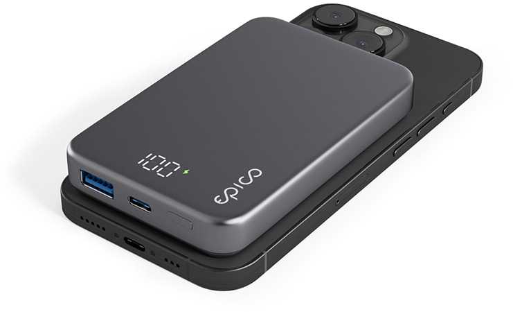 Epico Mag+ Aliuminio Power Bank Baterija Capacity 10 000mAh - space pilkas