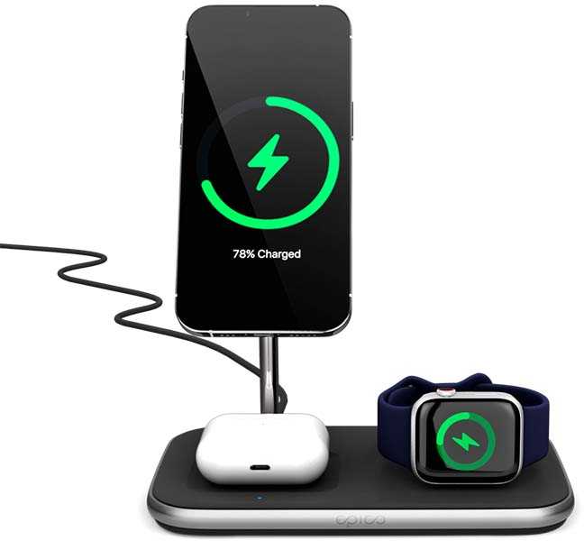 Epico Qi2 3in1 MagSafe Wireless Charger - Juodas