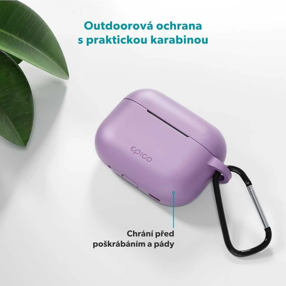 Epico silicone dėklas with carabiner | AirPods Pro 3 | violetinė | safety carabiner