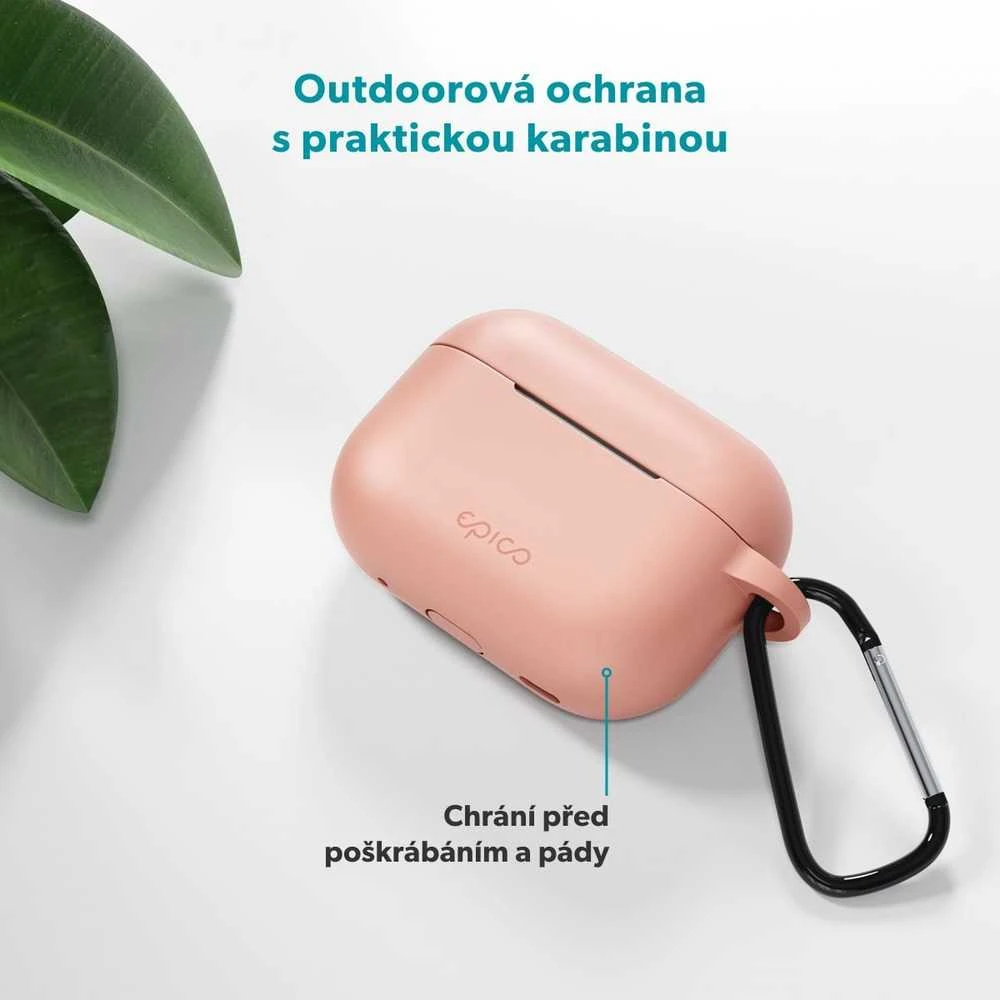 Epico silicone dėklas with carabiner | AirPods Pro 3 | pink | safety carabiner