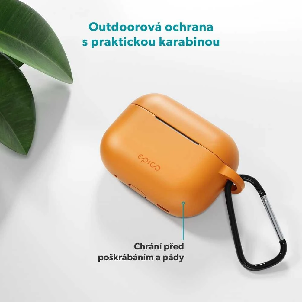 Epico silicone dėklas with carabiner | AirPods Pro 3 | oranžinis | safety carabiner