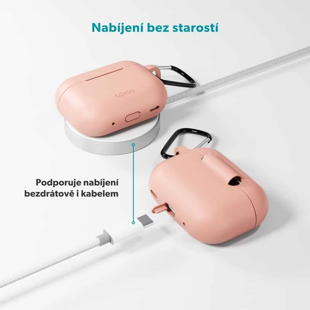 Epico silicone dėklas with carabiner | AirPods Pro 3 | pink | safety carabiner