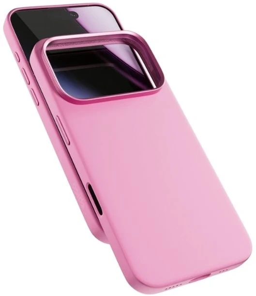 „Epico Silicone Pro Mag+“ dėklas, skirtas „iPhone 17 Pro“, suderinamas su „Qi2“ ir „MagSafe“, rožinis