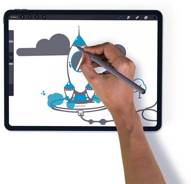 Epico Stylus Pen with Magnetic Wireless Charging - Kosminė pilka