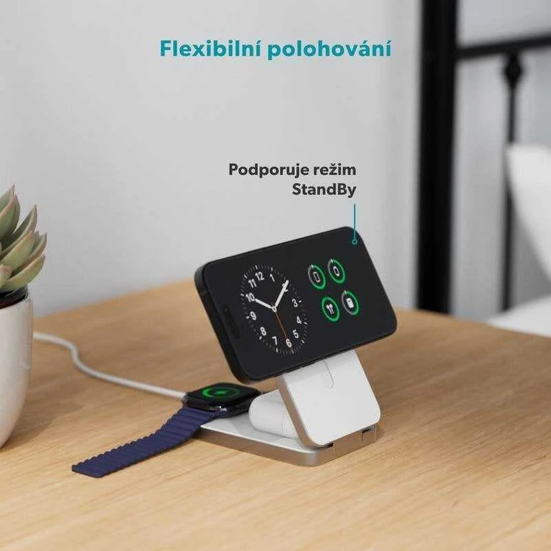 Epico EF50 UltraBase 4in1 Bezdrátová nabiječka s Powerbankou bílá