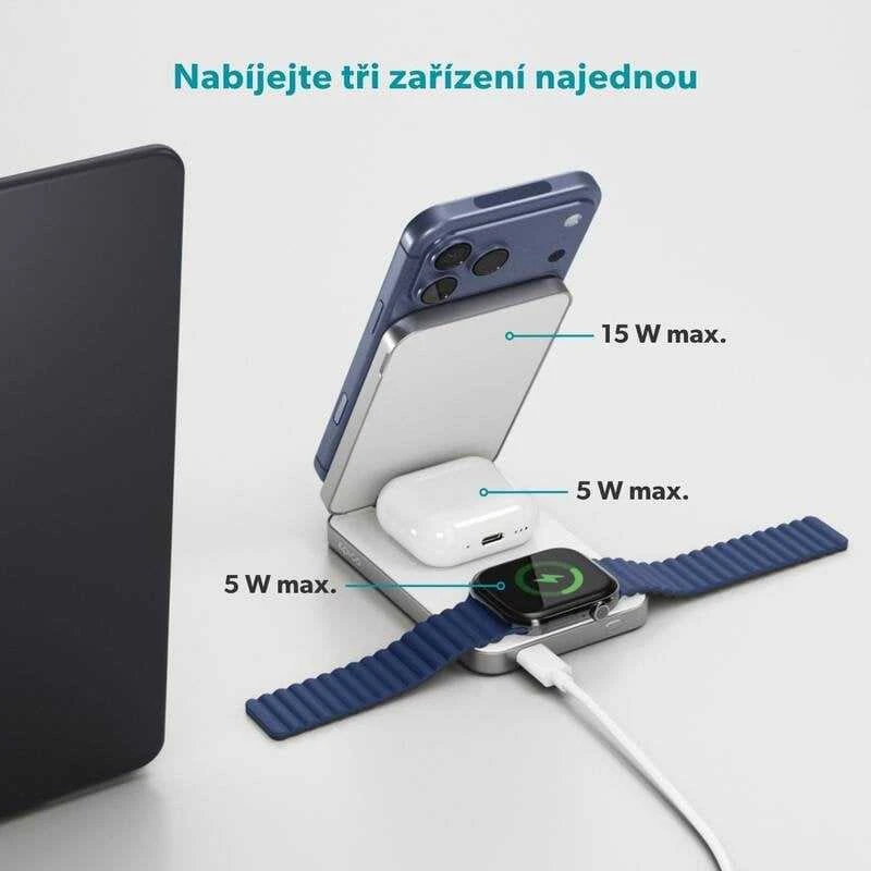 Epico EF50 UltraBase 4in1 Bezdrátová nabiječka s Powerbankou bílá