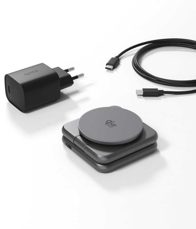 Epico UltraBase Qi2 25W 3in1 Fold Metal Mag+ Wireless Charging Stand EF60 | Kosminė pilka