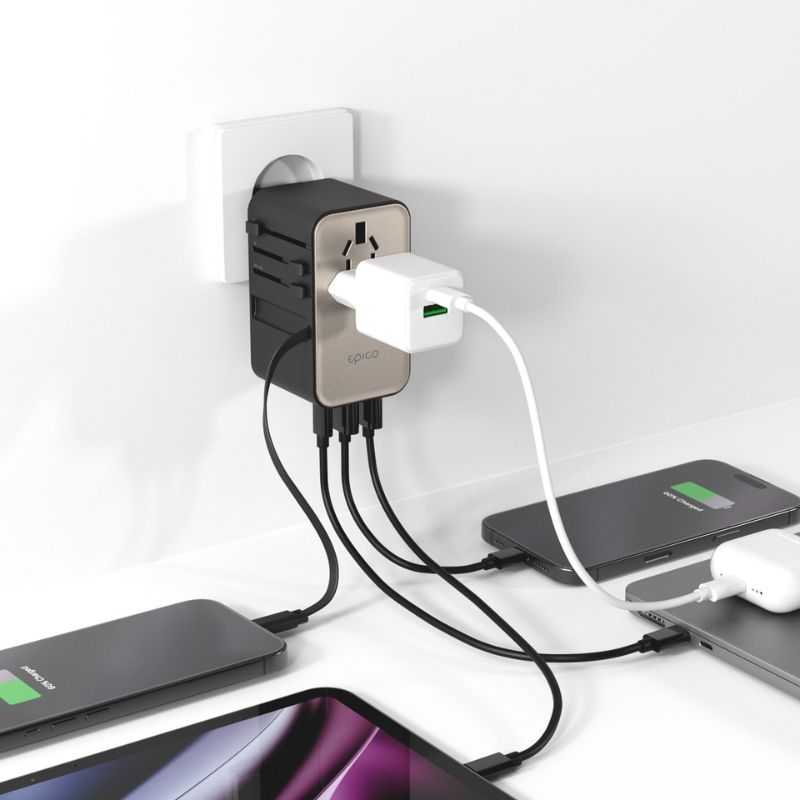 „Epico UltraBoost EU70 70W GaN“ universalus kelioninis adapteris, titanas
