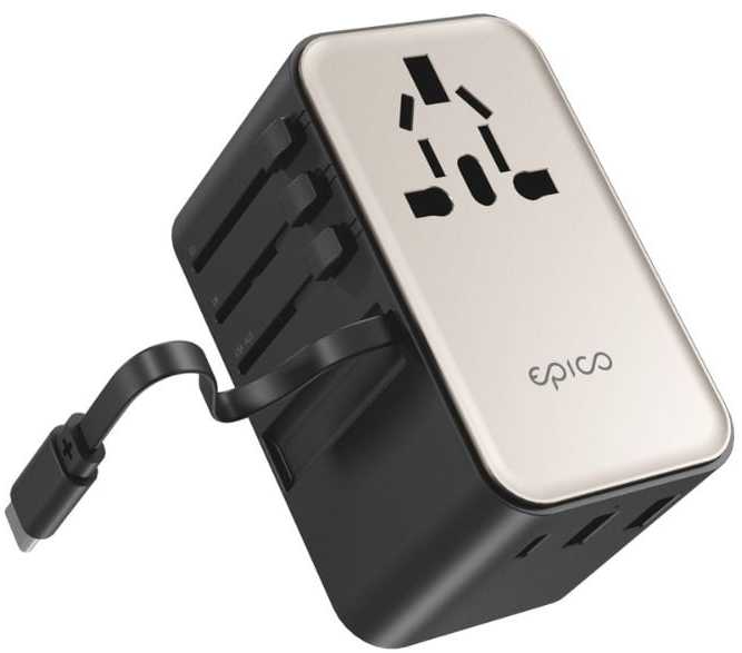 „Epico UltraBoost EU70 70W GaN“ universalus kelioninis adapteris, titanas