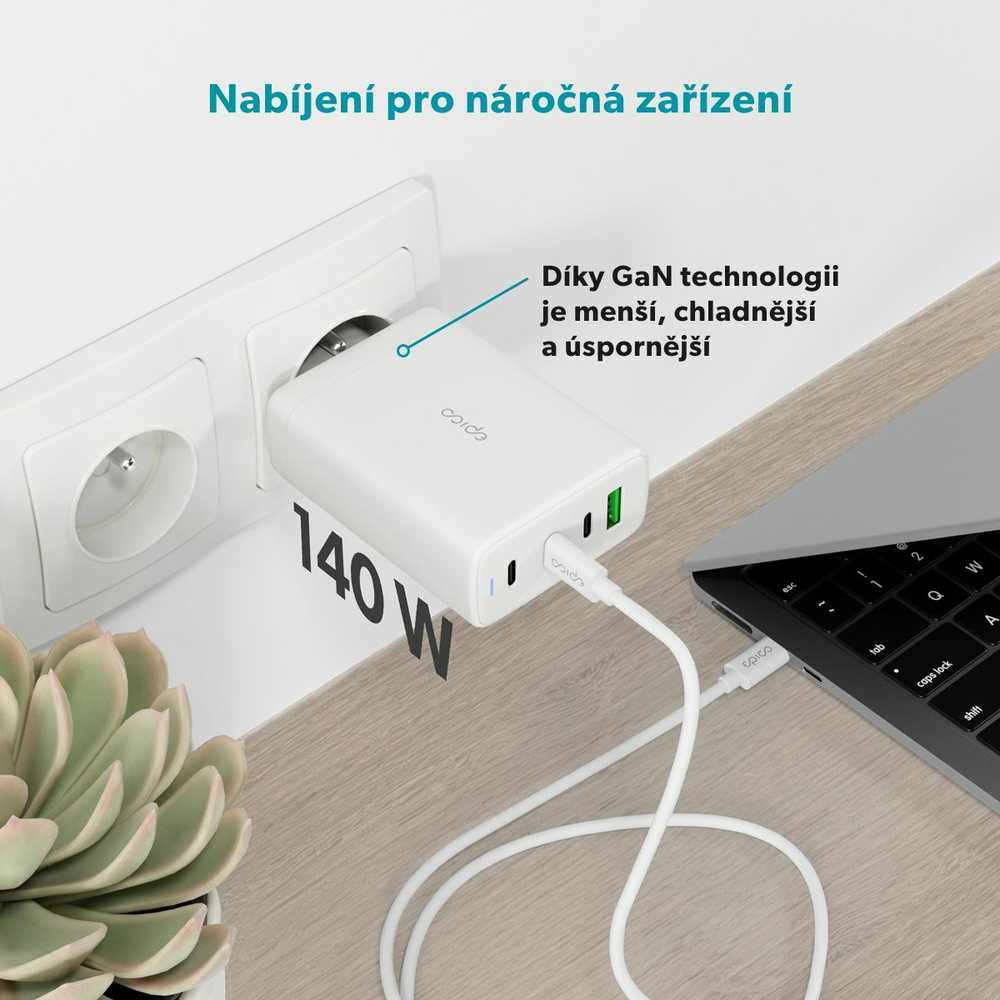 Epico UltraBoost GaN 140W greitasis įkroviklis EA140 - baltas