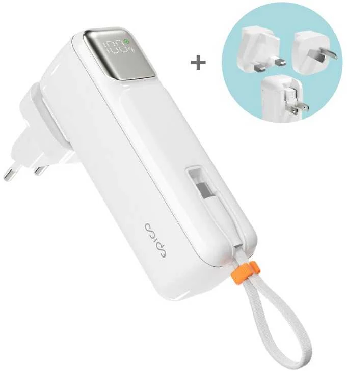 Epico Travel UltraPack 2in1 5000mAh išorinė baterija ir sieninis įkroviklis ET30 - baltas