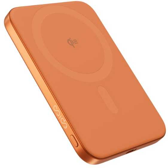 „Epico UltraPack Qi2 Slim 5000mAh“ aliuminio „Mag+“ belaidė išorinė baterija EM51 | kosminės oranžinės spalvos | 15 W