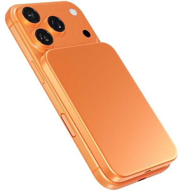 „Epico UltraPack Qi2 Slim 5000mAh“ aliuminio „Mag+“ belaidė išorinė baterija EM51 | kosminės oranžinės spalvos | 15 W