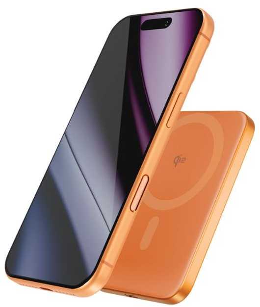 „Epico UltraPack Qi2 Slim 5000mAh“ aliuminio „Mag+“ belaidė išorinė baterija EM51 | kosminės oranžinės spalvos | 15 W