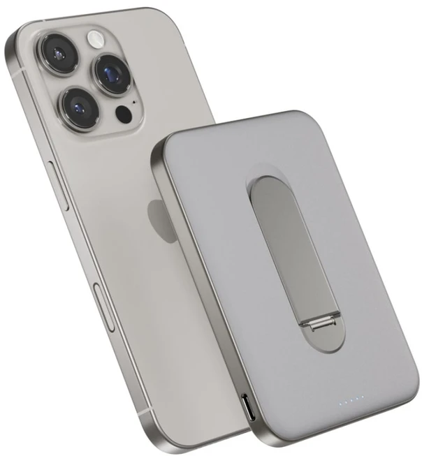 Nezatříděno „Epico UltraPack Qi2 Slim 5000mAh Alu Mag+ EM51“ belaidė išorinė baterija – titano spalvos