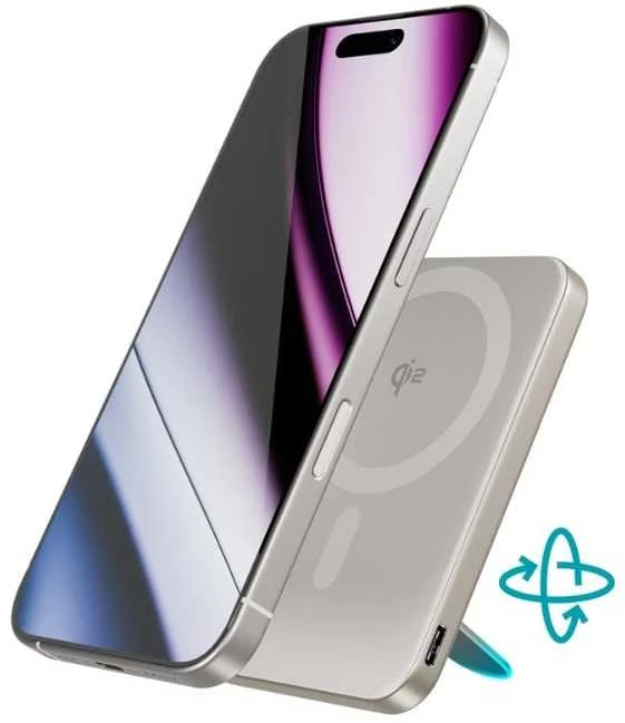 Nezatříděno „Epico UltraPack Qi2 Slim 5000mAh Alu Mag+ EM51“ belaidė išorinė baterija – titano spalvos
