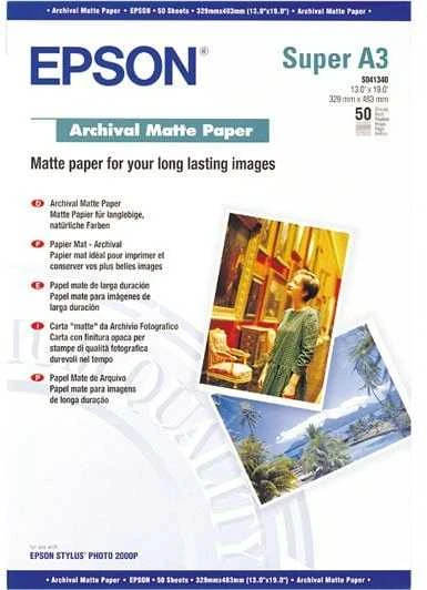 Epson Archival matinis popierius, A3+, 192 g/m2, 50 lapų