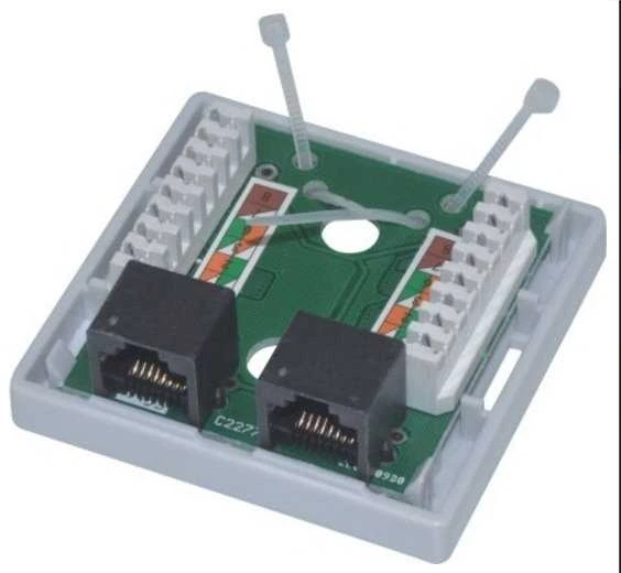 DATACOM EuroLan UTP lizdas gipskartoniui, 2x RJ45, baltas, Cat.5e gnybtų blokas