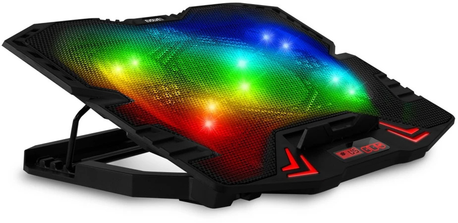 „Evolveo Ania 5RGB“ aušinimo kilimėlis nešiojamam kompiuteriui, 5 vnt. ventiliatorių, pašvietimas RGB