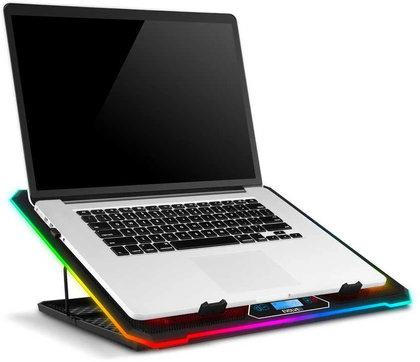 „Evolveo Ania 9RGB“ aušinimo kilimėlis, nešiojamojo kompiuterio aušinimo kilimėlis, 6 ventiliatoriai, RGB ventiliatoriai ir grandinės keitiklis