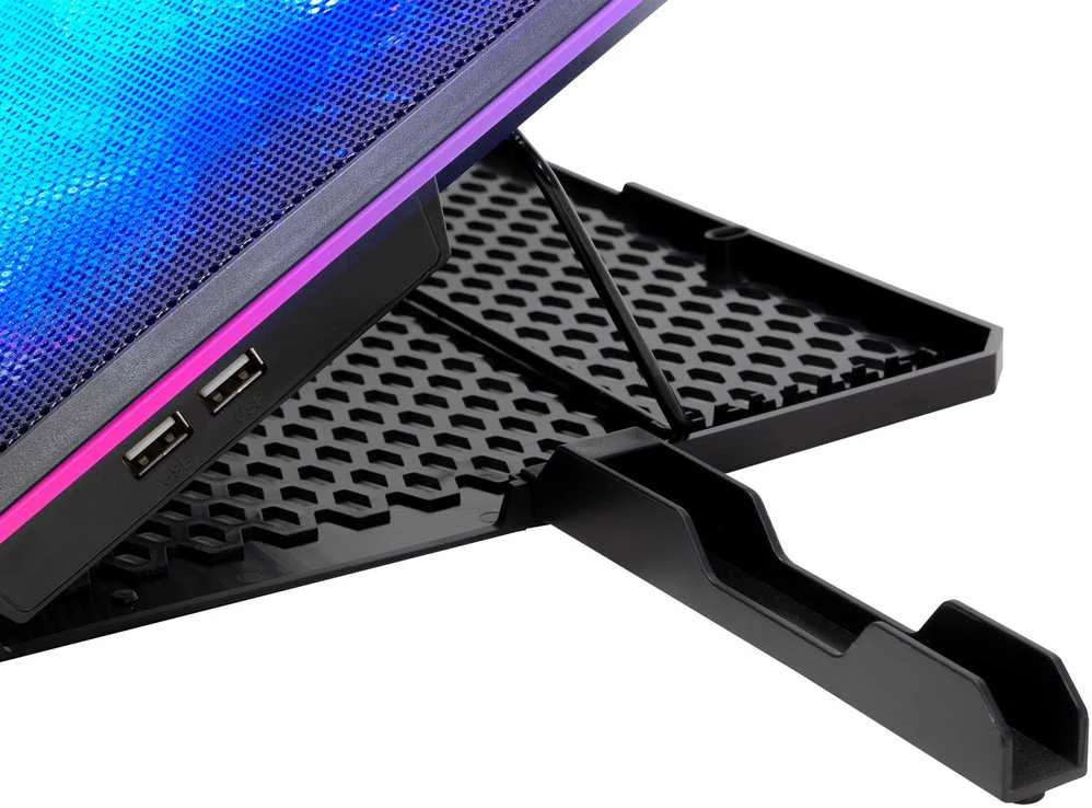 „Evolveo Ania 9RGB“ aušinimo kilimėlis, nešiojamojo kompiuterio aušinimo kilimėlis, 6 ventiliatoriai, RGB ventiliatoriai ir grandinės keitiklis